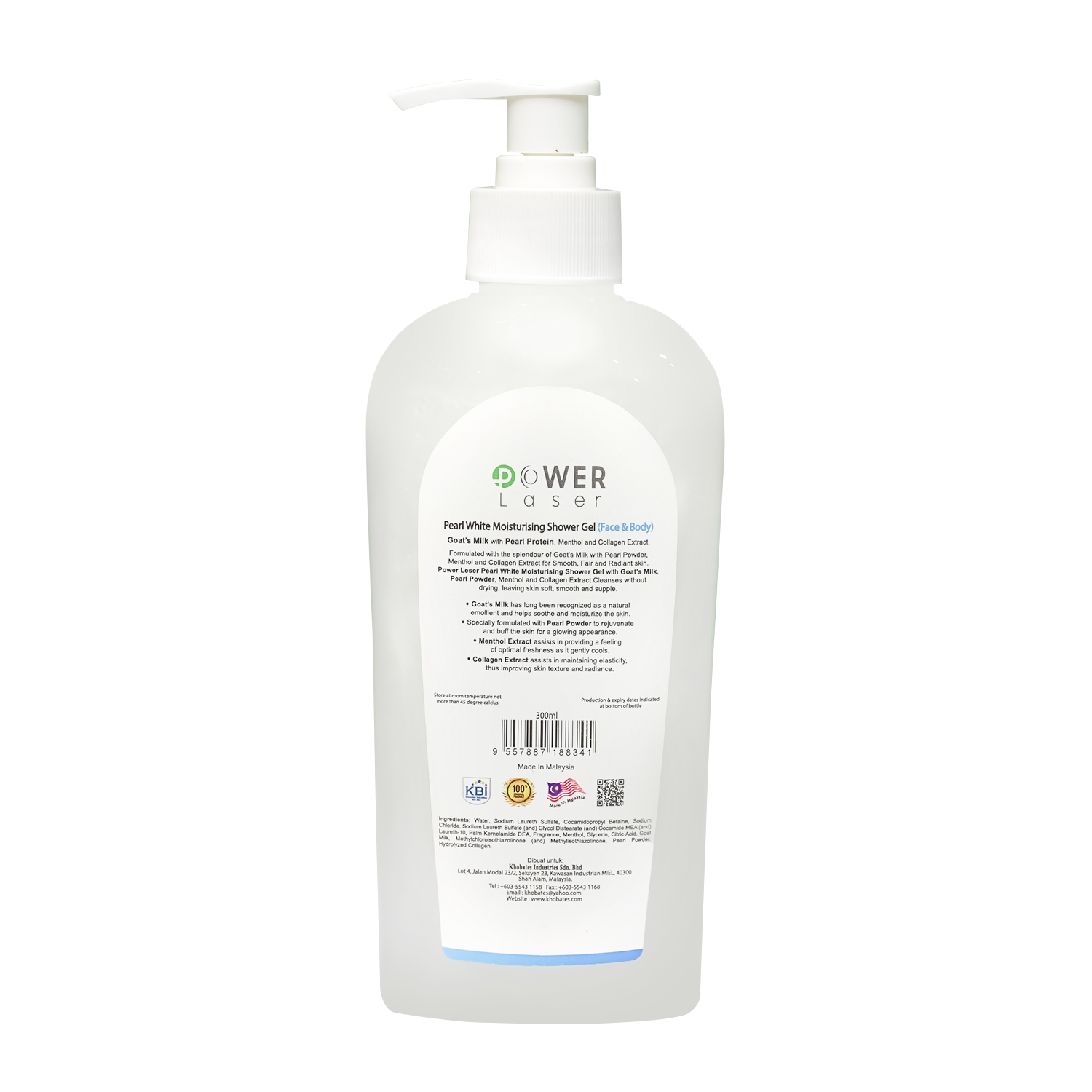 Power Laser Pearl White Moisturising Shower Gel (Face & Body) - 300ml
